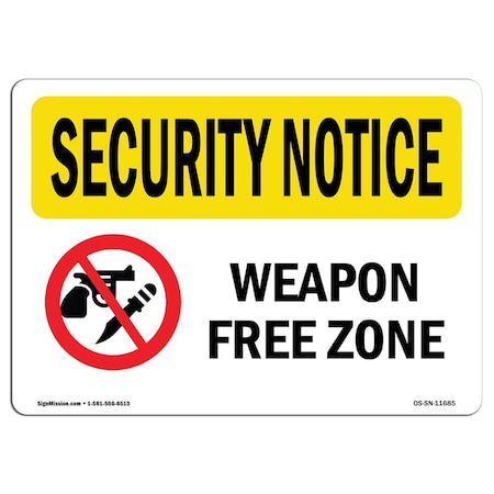 OSHA SECURITY NOTICE, 7 Height, 10 Width, Rigid Plastic